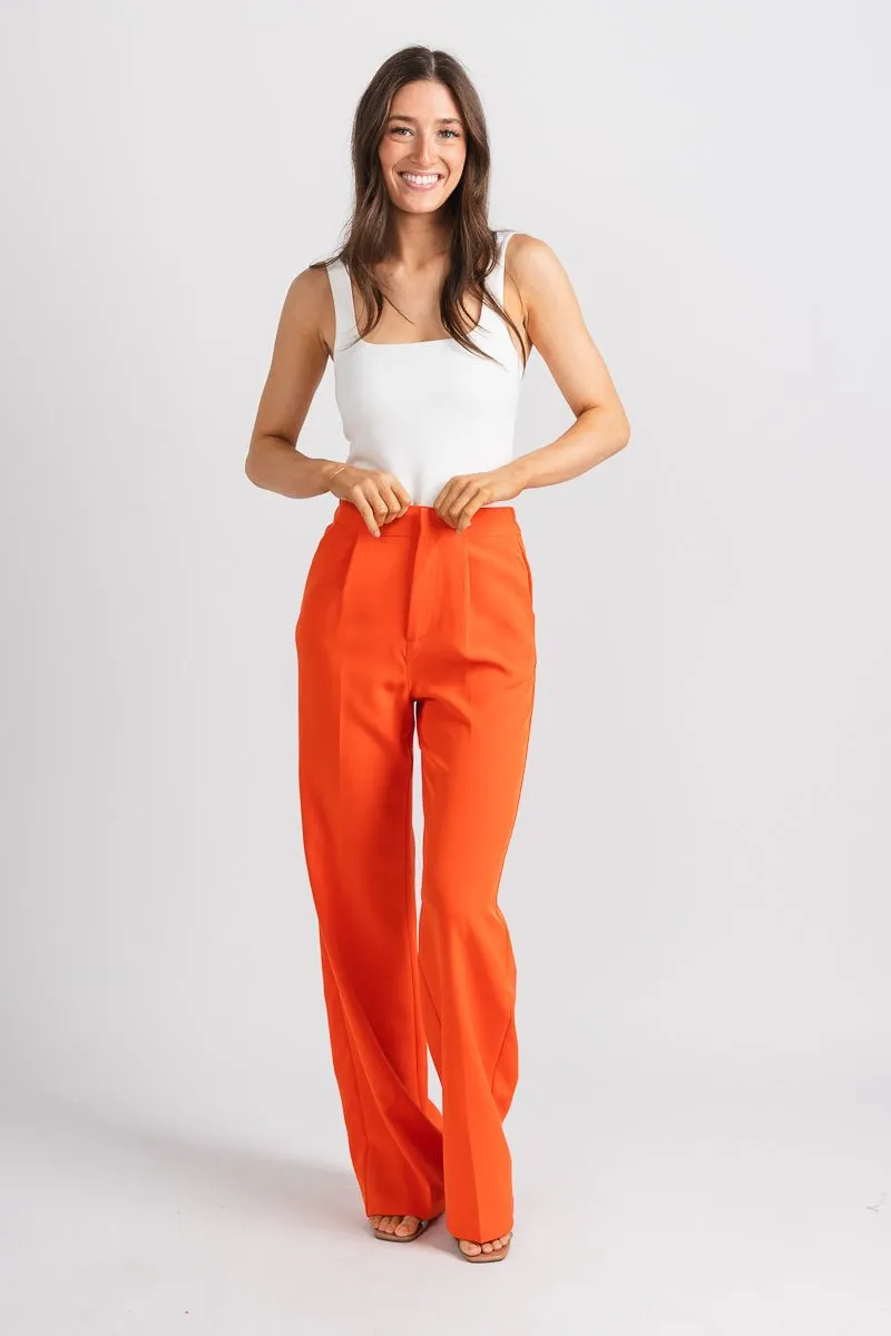 Pleated wide leg pants orange