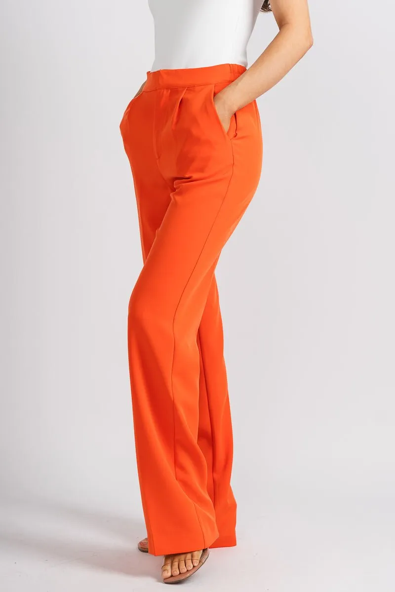 Pleated wide leg pants orange