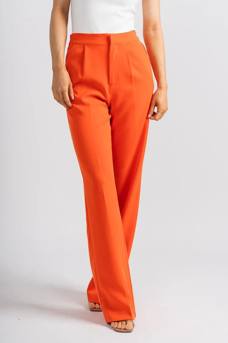 Pleated wide leg pants orange