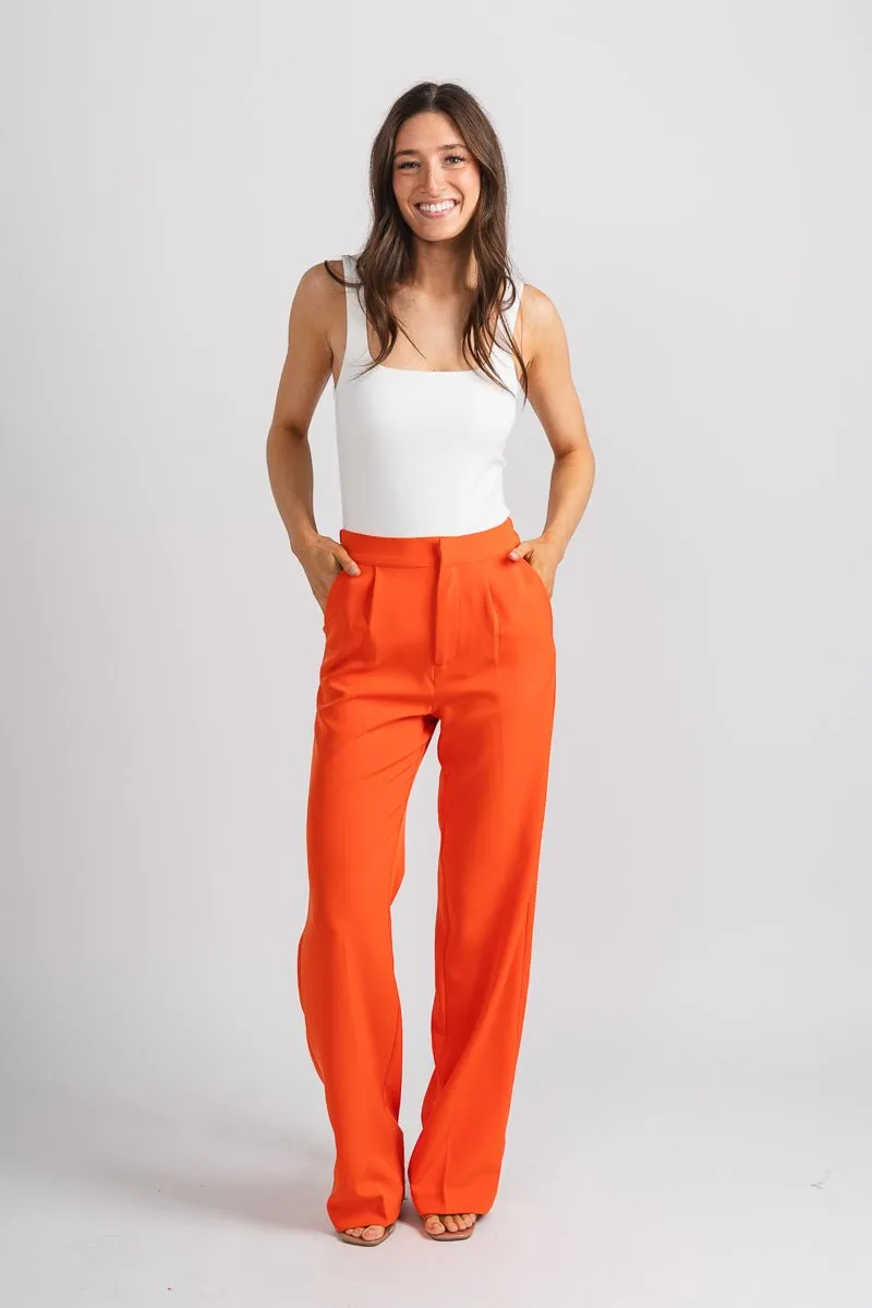 Pleated wide leg pants orange