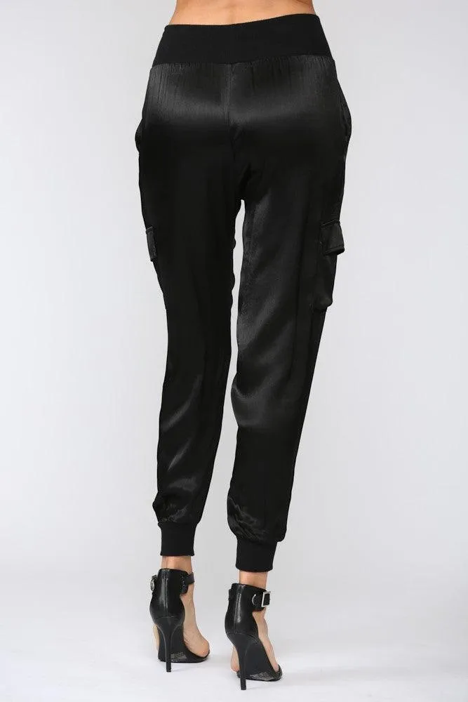 PLUS satin cargo jogger pant