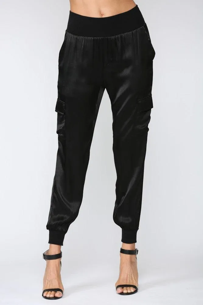 PLUS satin cargo jogger pant