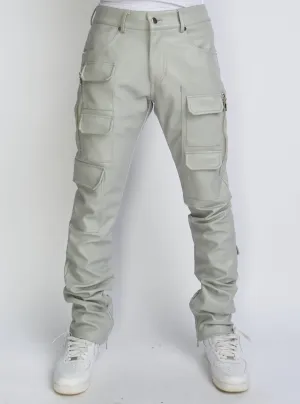 Politics Stacked Leather Pants Cargo - Murphy - Grey - 554