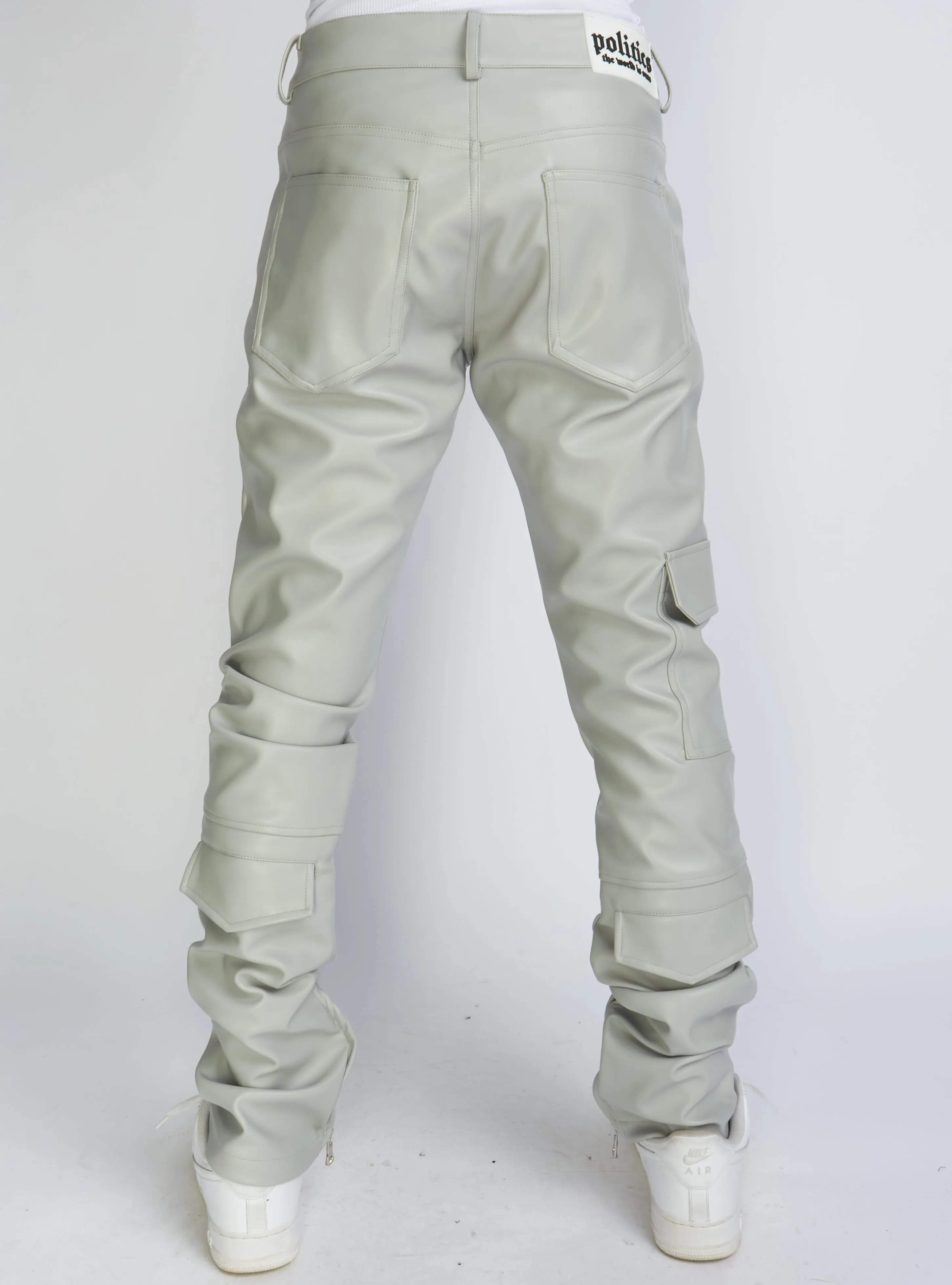 Politics Stacked Leather Pants Cargo - Murphy - Grey - 554