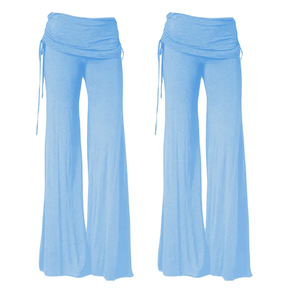 Pure Color Low Waist Yoga Wide-legs Long Pants Beach Pants