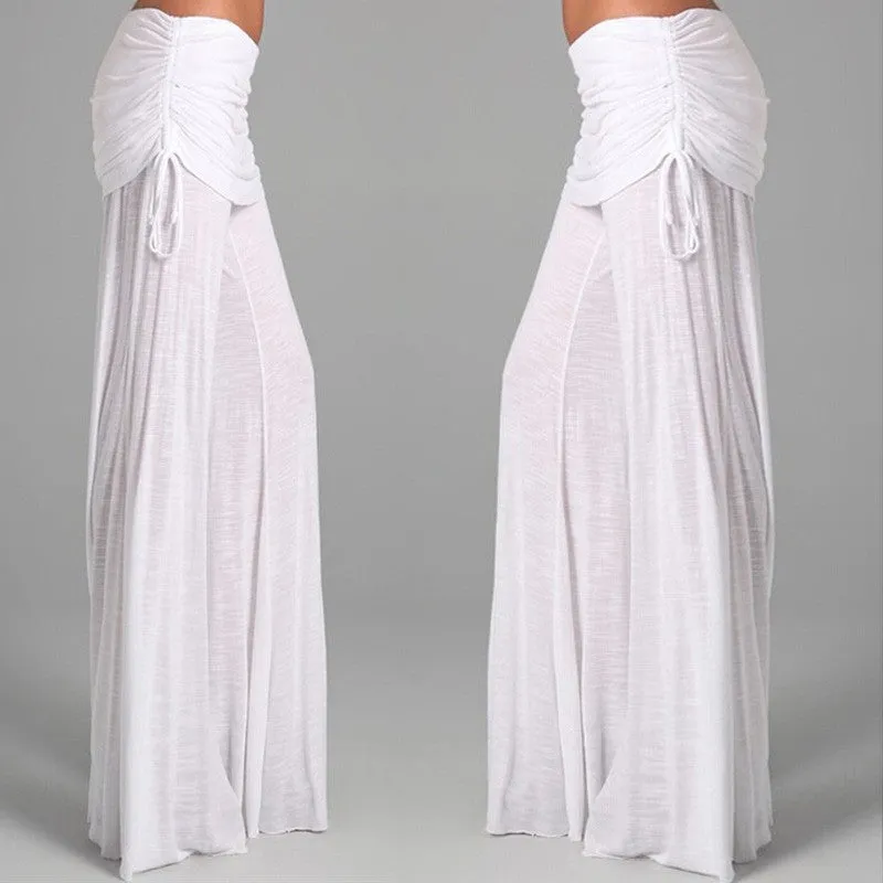 Pure Color Low Waist Yoga Wide-legs Long Pants Beach Pants