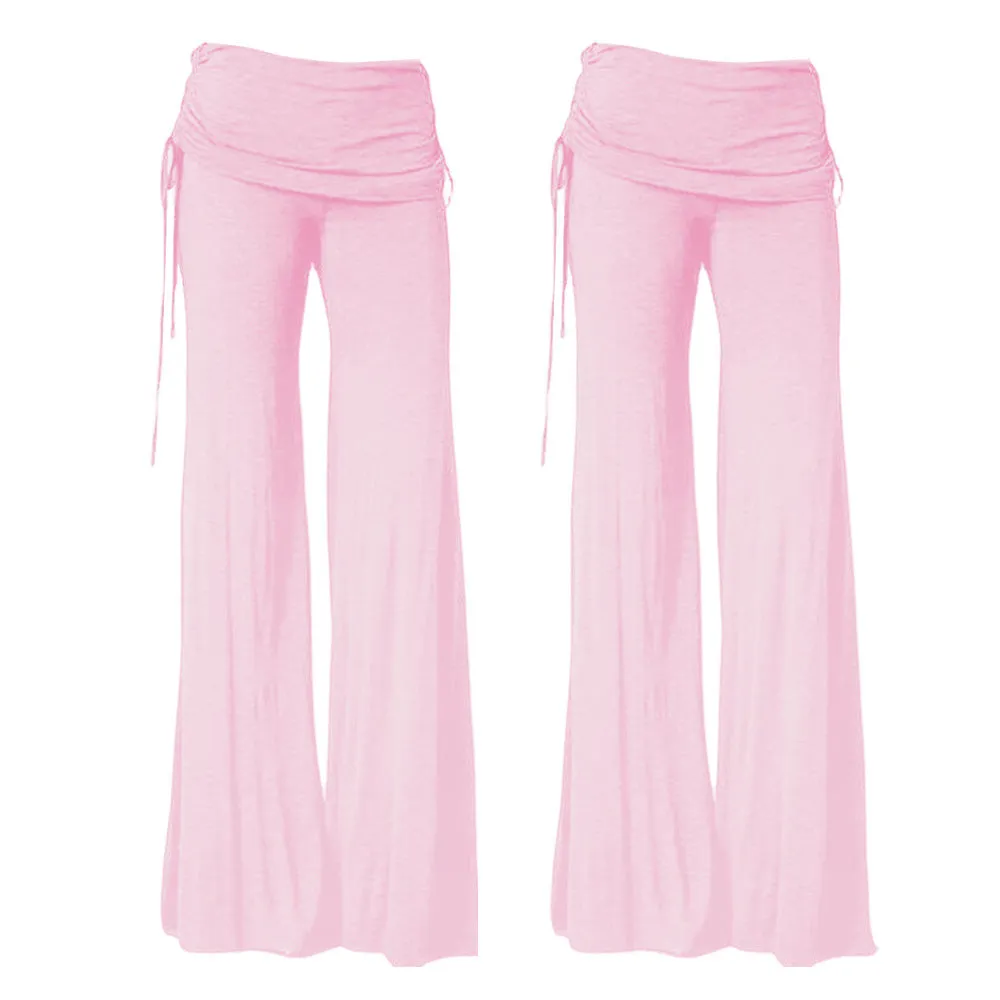 Pure Color Low Waist Yoga Wide-legs Long Pants Beach Pants