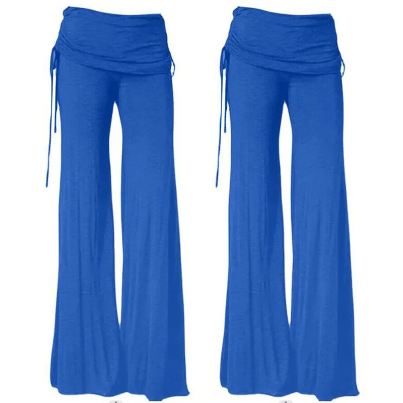 Pure Color Low Waist Yoga Wide-legs Long Pants Beach Pants