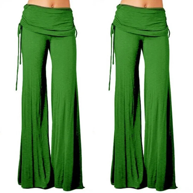 Pure Color Low Waist Yoga Wide-legs Long Pants Beach Pants
