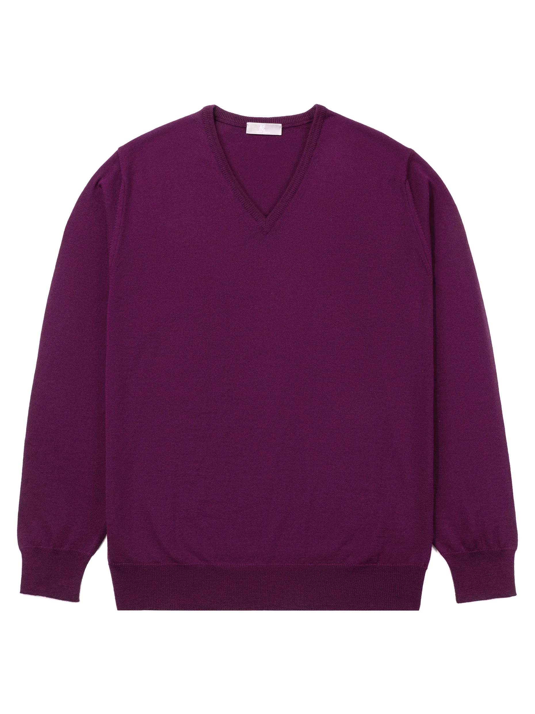 Purple V-Neck Long-Sleeve Sweater
