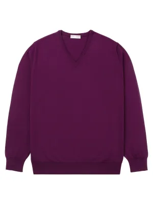 Purple V-Neck Long-Sleeve Sweater