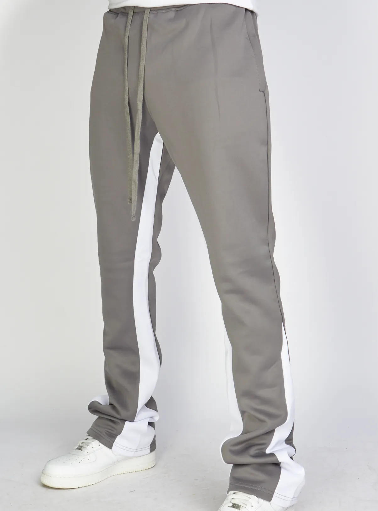 Rebel Minds Track Pants - Stripe Stacked Fit - Grey And White - 100-411