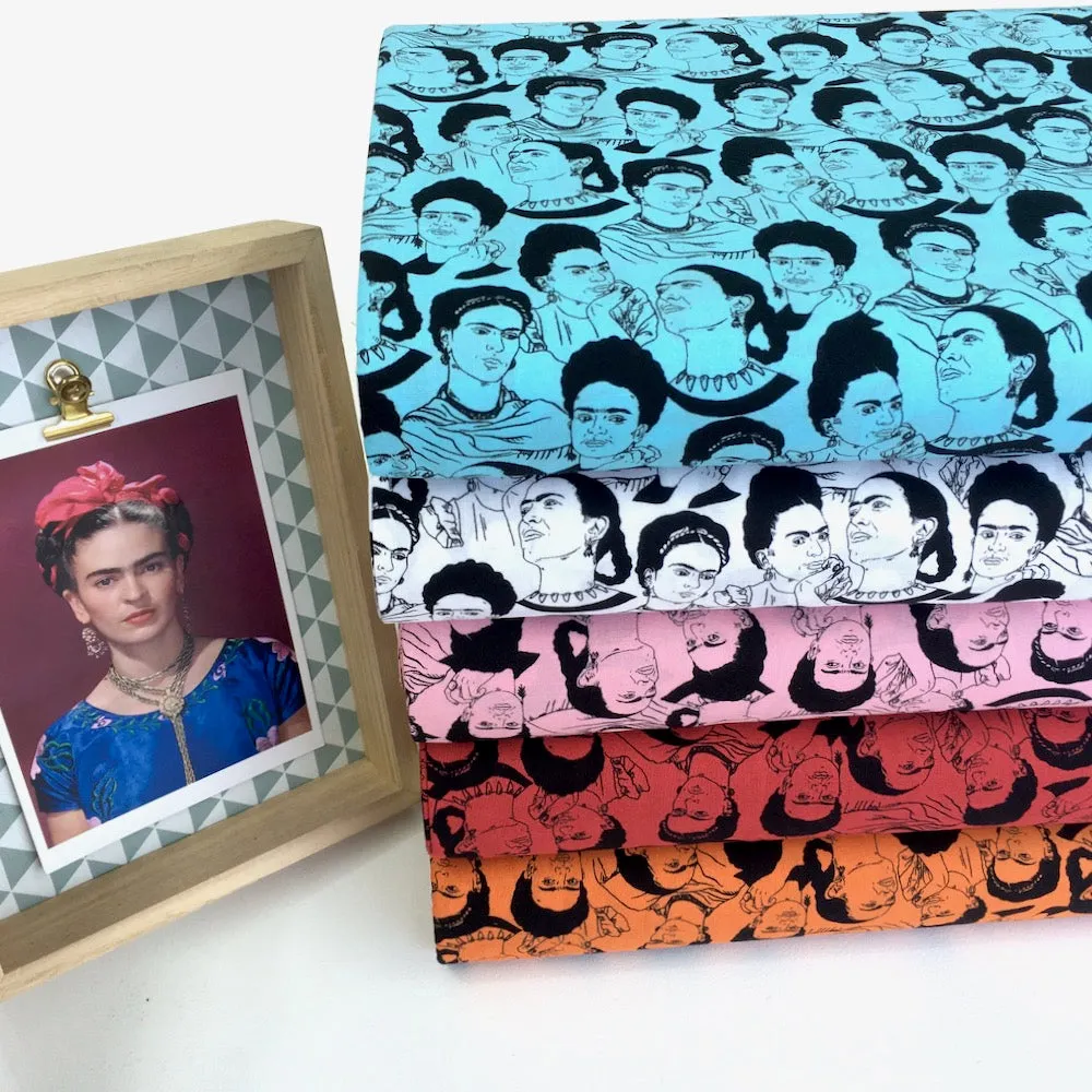 Robert Kaufman Licensed Frida Kahlo Mono Faces Orange (Per Metre)