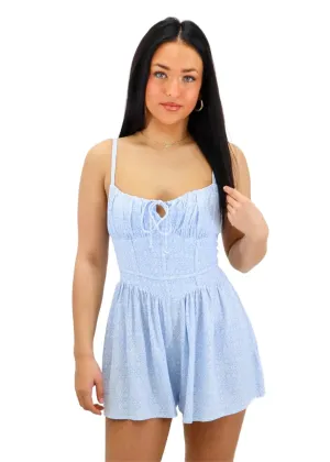 Rock N Rags - "Thousand Miles" Playsuit - Baby Blue - Floral Romper
