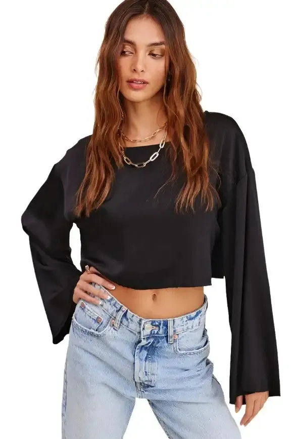 Satin Boat Neck Blouse