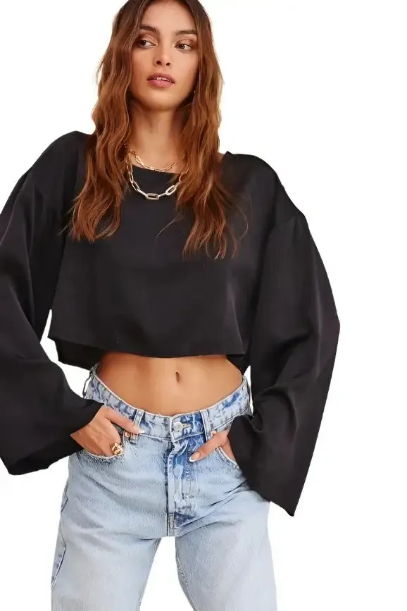 Satin Boat Neck Blouse