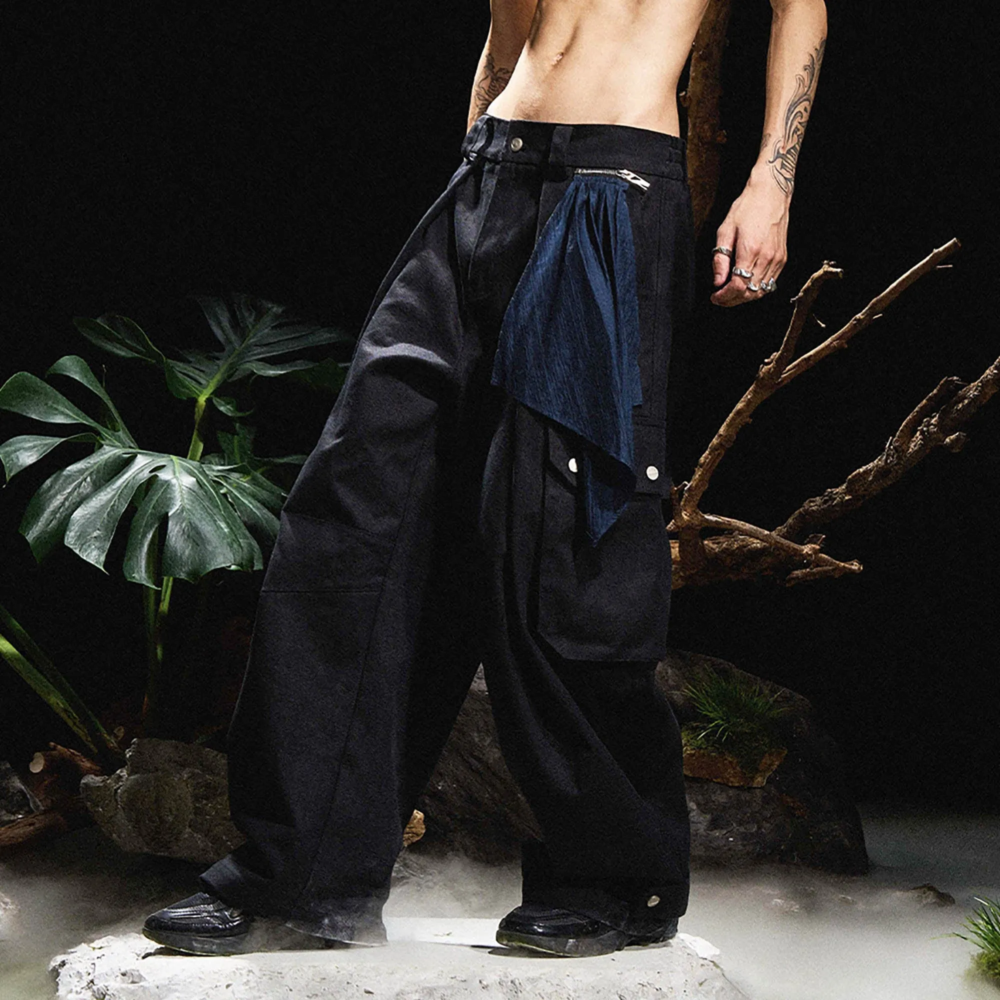 Scarf Cargo Wide Leg Pants