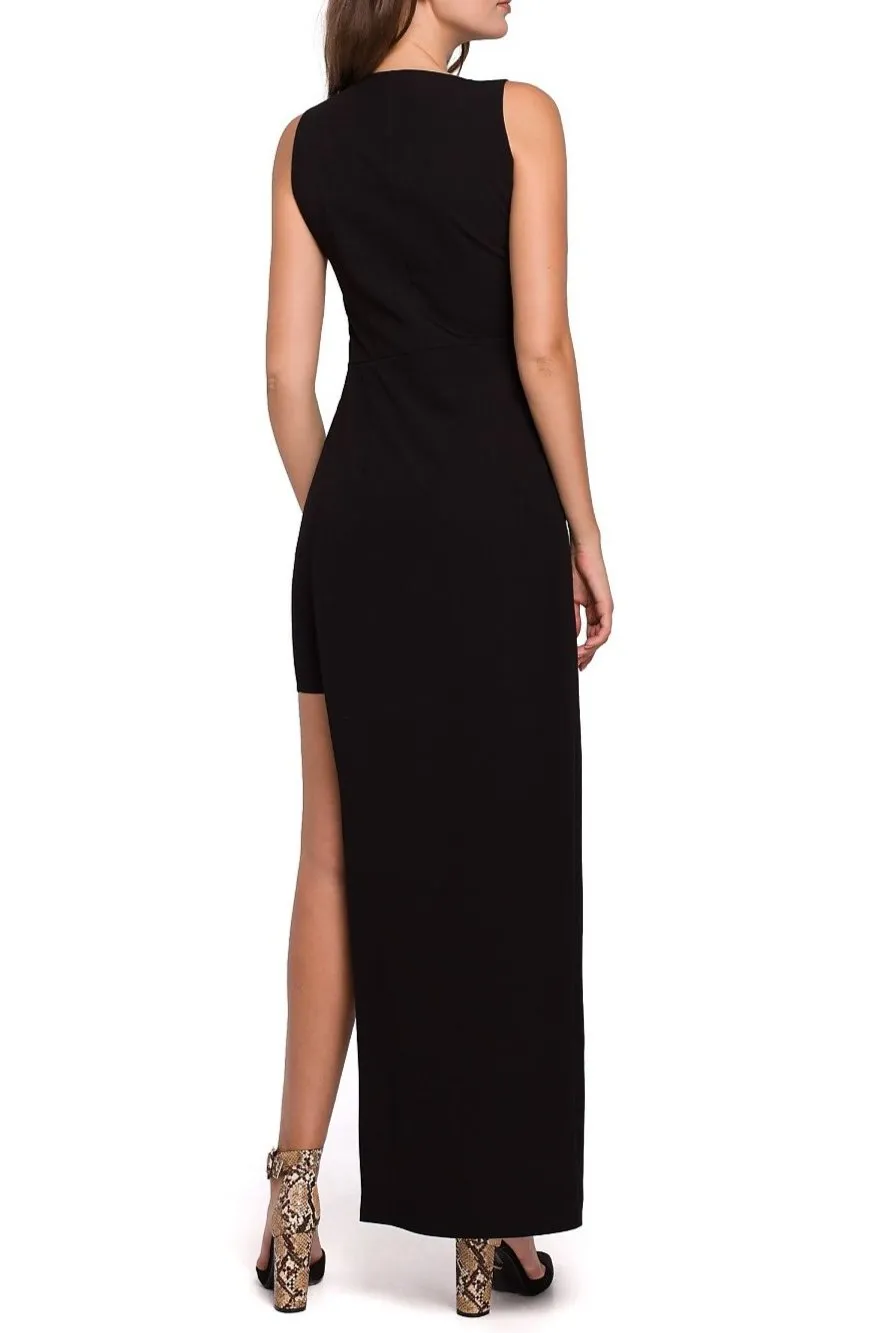 Sexy Asymmetric V Neck Sleeveless Dress