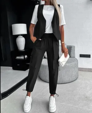 SHP Balck Vest&Pants Casual Outfit - 2 piece set