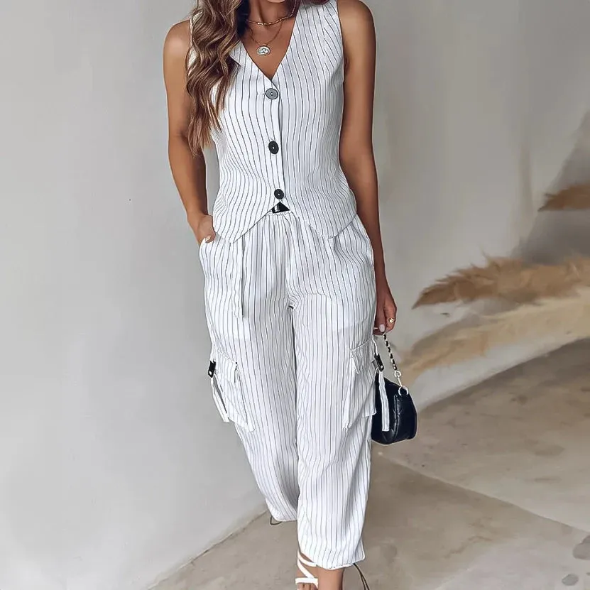 SHP Balck Vest&Pants Casual Outfit - 2 piece set