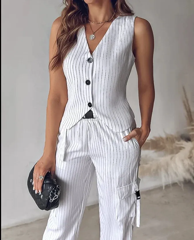 SHP Balck Vest&Pants Casual Outfit - 2 piece set