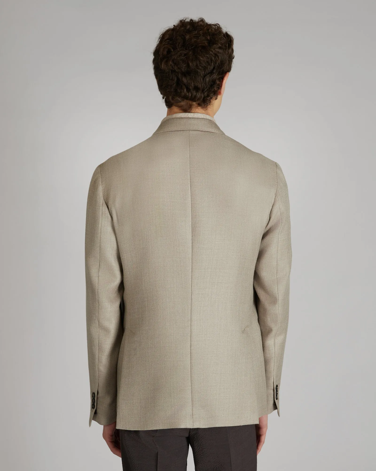 Slim-fit double-breasted wool, silk and linen jacket