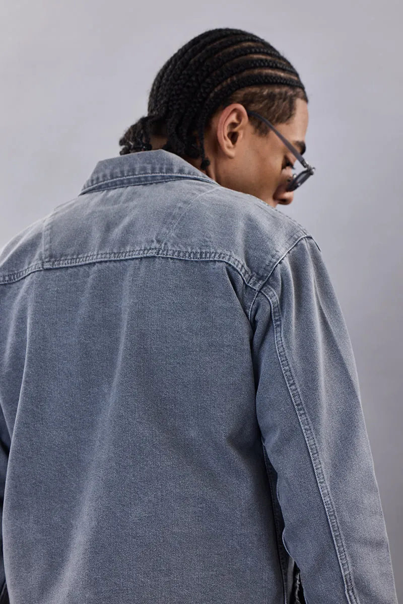 Snitch Revolution Grey Utility Denim Jacket
