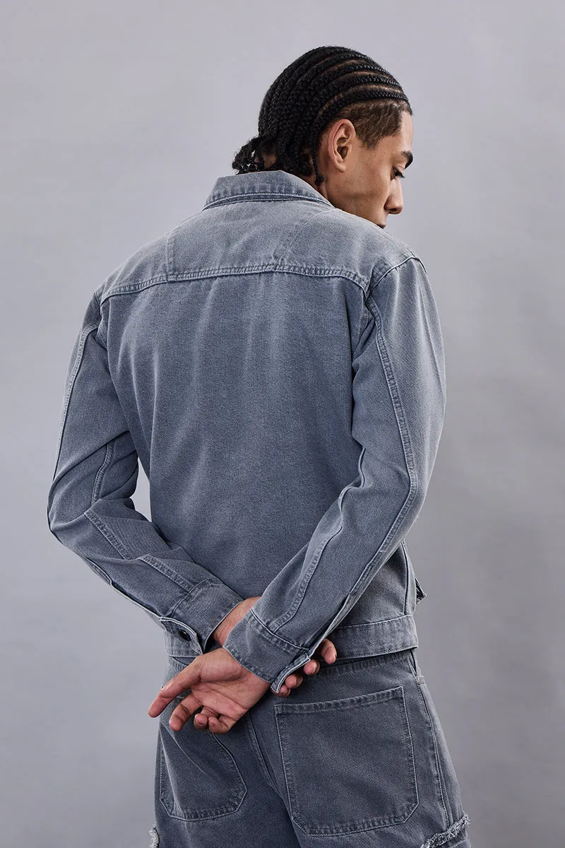 Snitch Revolution Grey Utility Denim Jacket