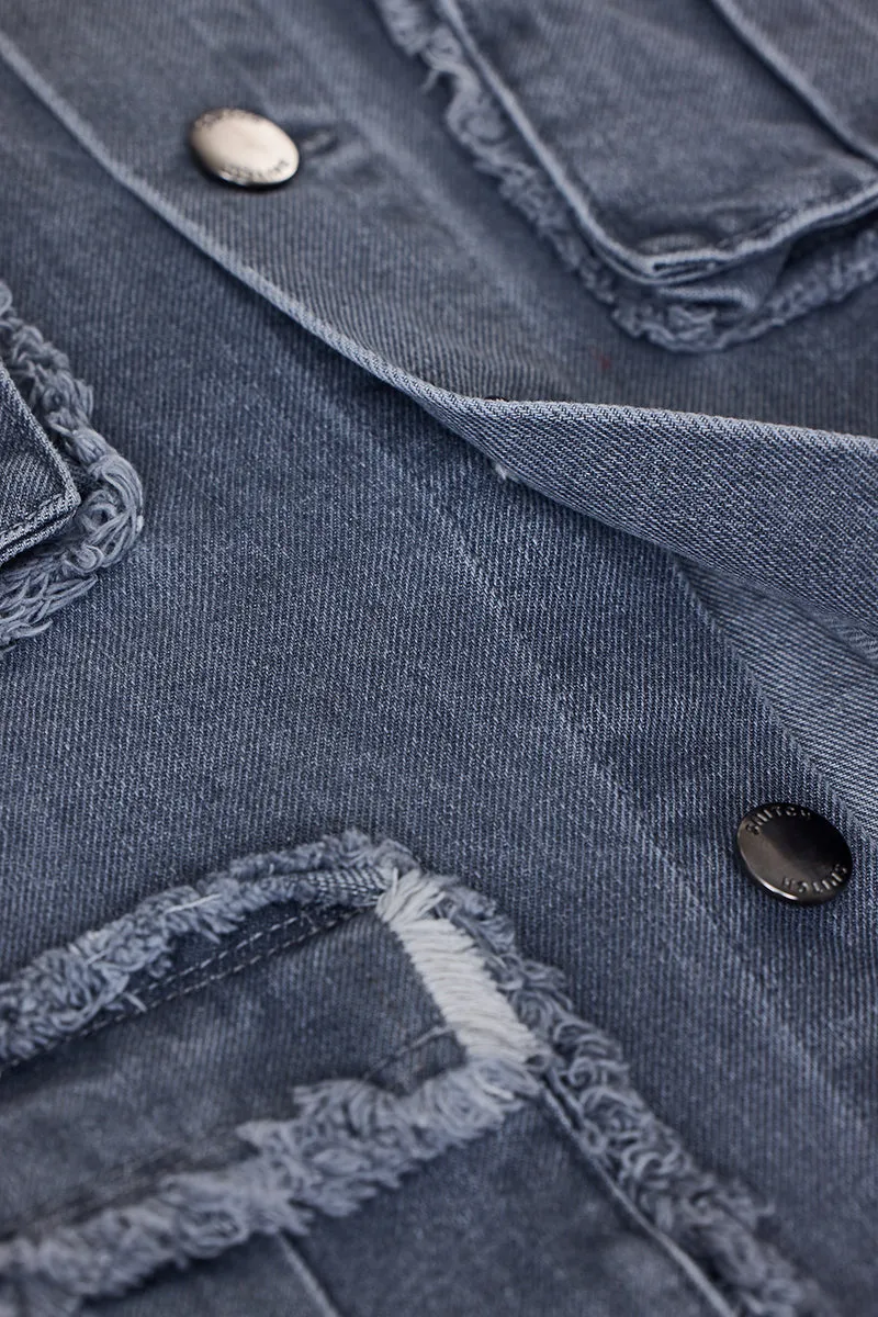 Snitch Revolution Grey Utility Denim Jacket