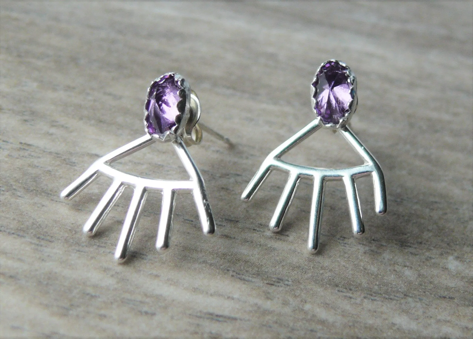 Spike Ear jacket earring • Amethyst CZ