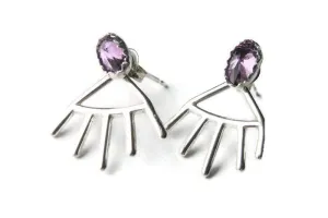 Spike Ear jacket earring • Amethyst CZ