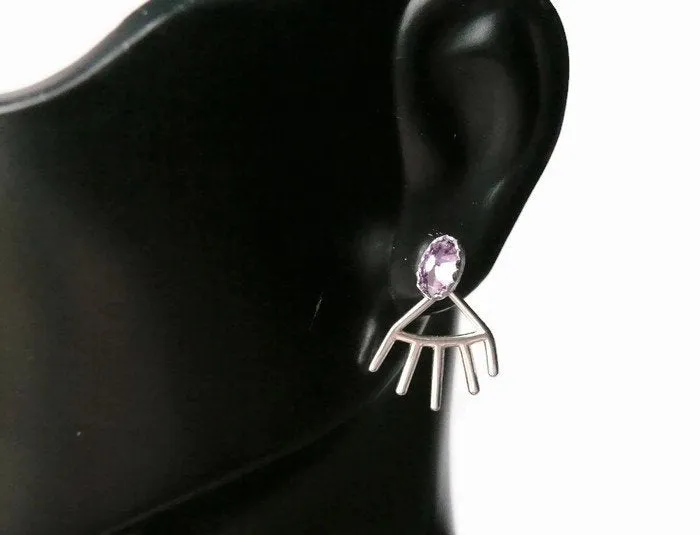 Spike Ear jacket earring • Amethyst CZ