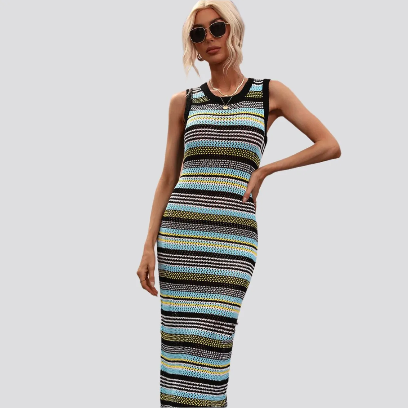 Splicing Pullover Fashion Striped Women's Knitwear