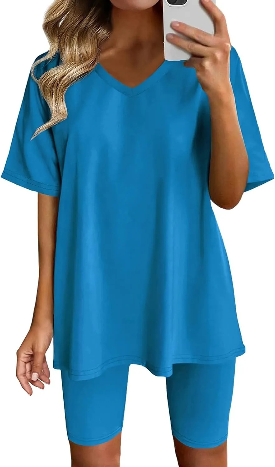 Sport Sets Women 2 Piece Outfits Women Summer Casual Oversized T-Shirt Tops Biker Shorts Workout Sports Tracksuit