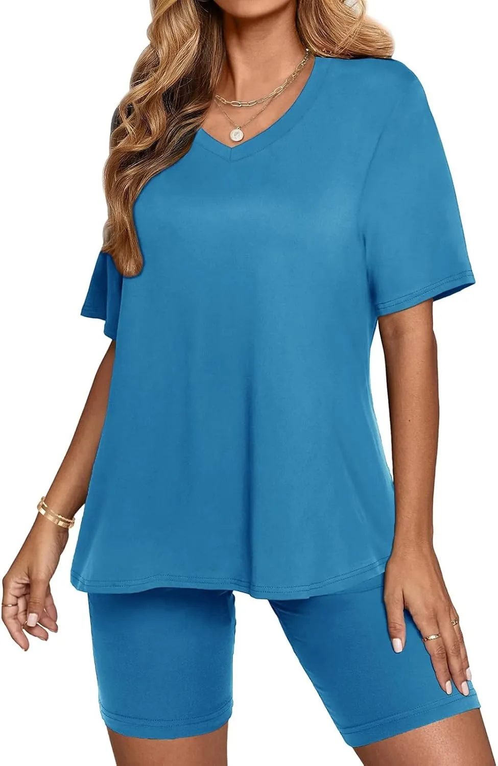 Sport Sets Women 2 Piece Outfits Women Summer Casual Oversized T-Shirt Tops Biker Shorts Workout Sports Tracksuit
