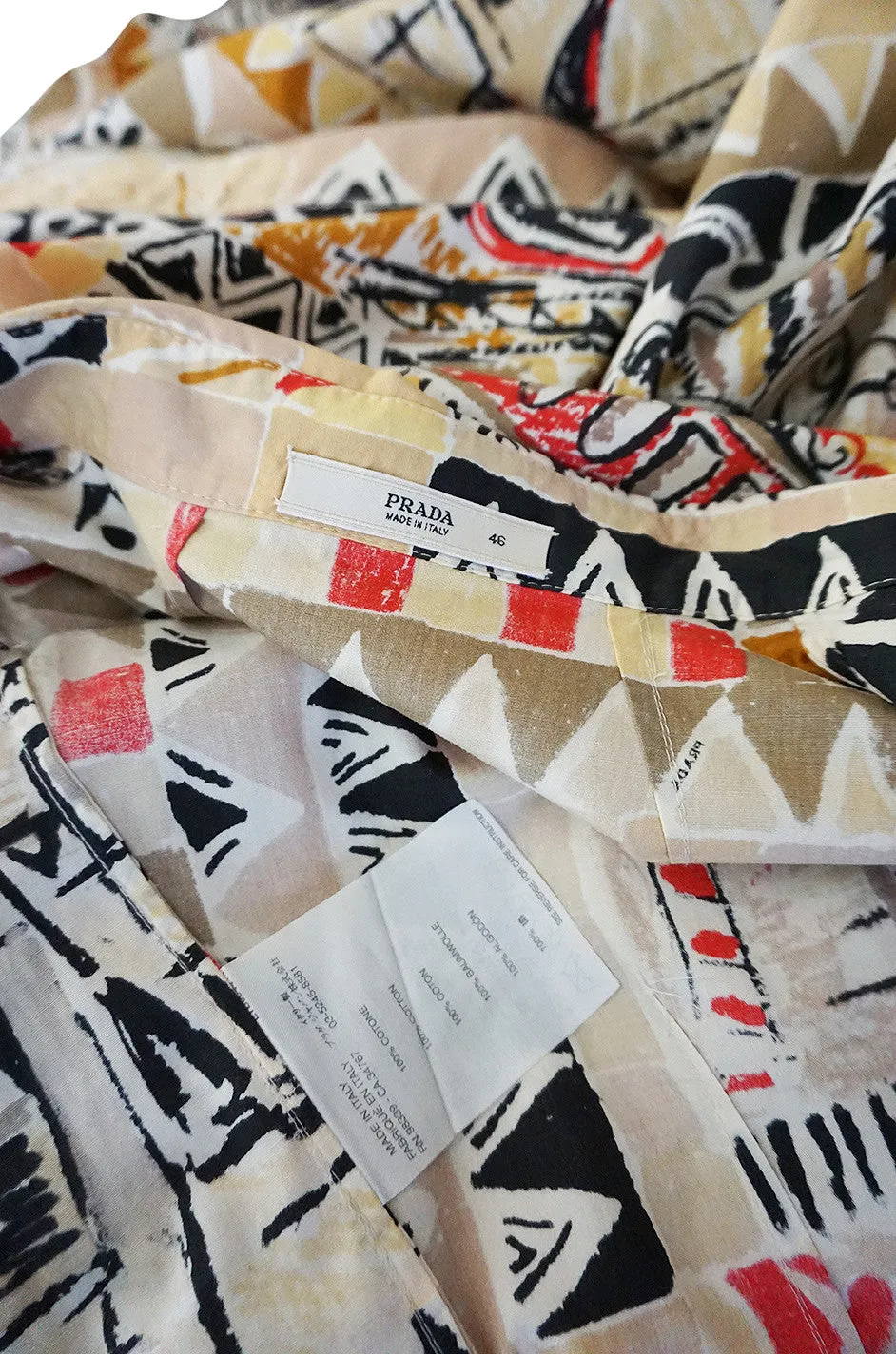 S/S 2004 Prada Runway Postcard Print Cotton Dress