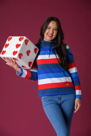 Stripe Colourful Sweatshirt - Red/Navy