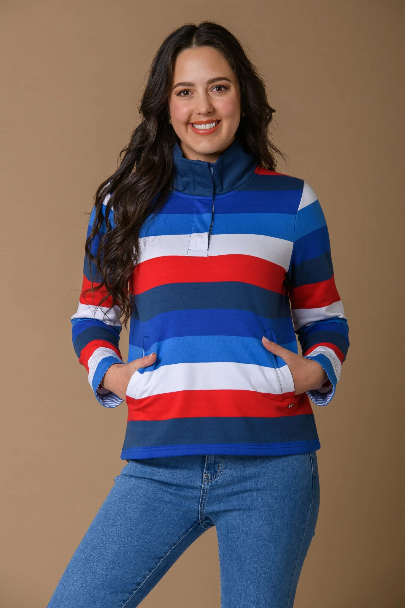 Stripe Colourful Sweatshirt - Red/Navy
