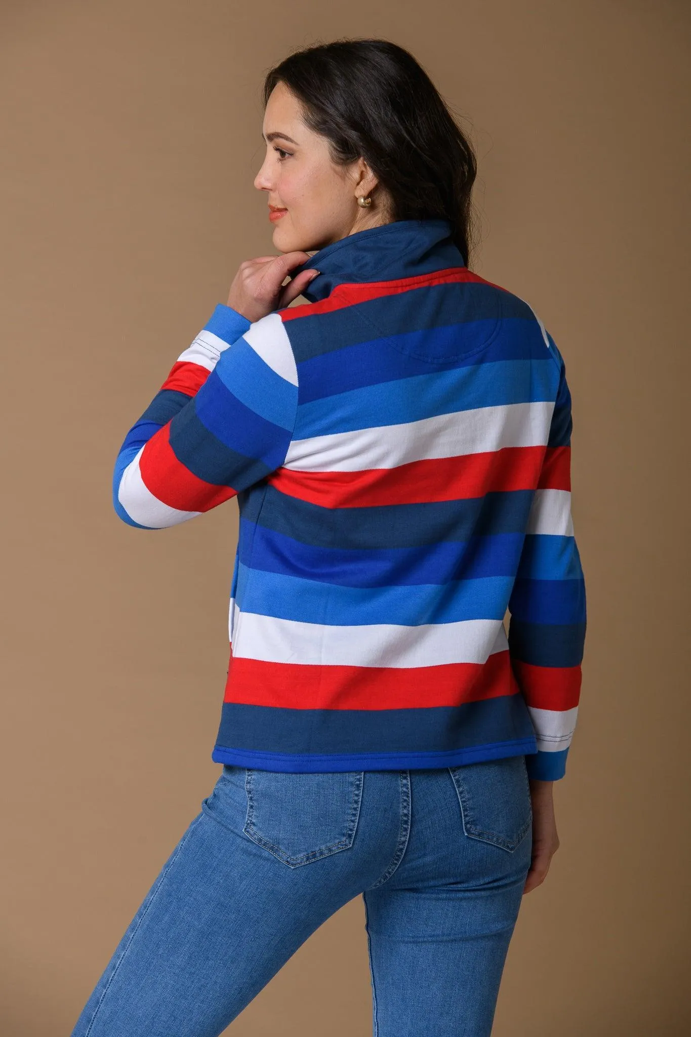 Stripe Colourful Sweatshirt - Red/Navy