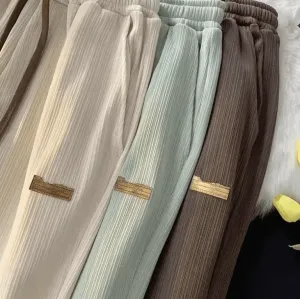Summer New Ice Silk Loose-Fit Pants – Men’s & Women’s Straight-Leg Wide-Leg Casual Trousers