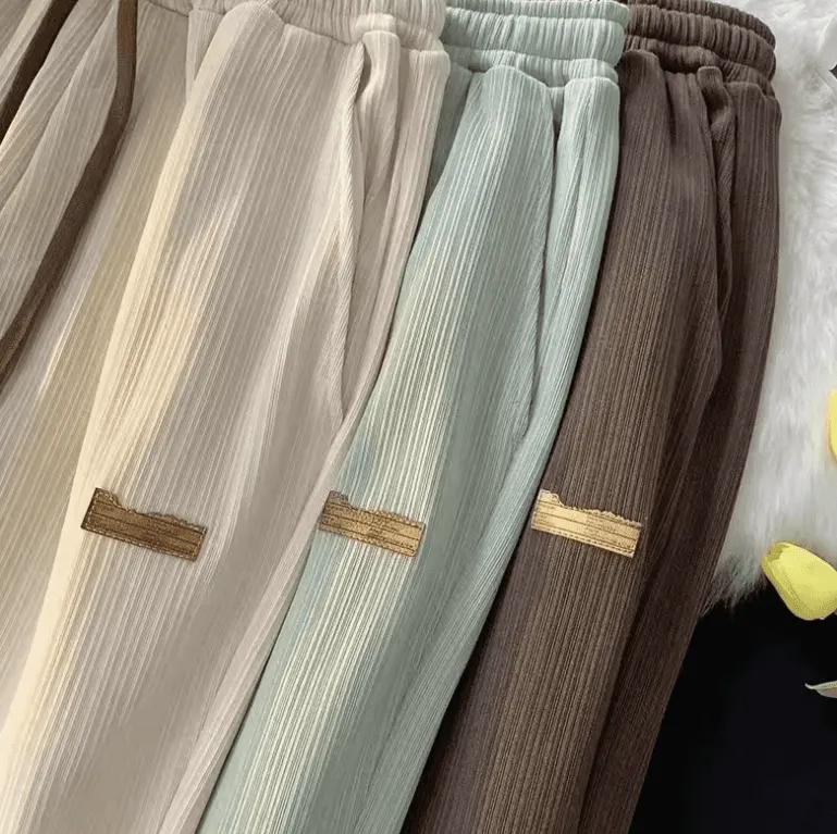 Summer New Ice Silk Loose-Fit Pants – Men’s & Women’s Straight-Leg Wide-Leg Casual Trousers