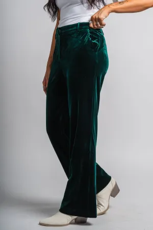 Velvet wide leg pants hunter green