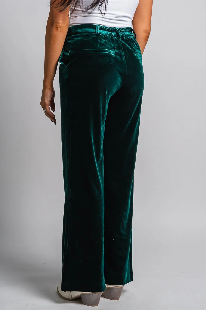 Velvet wide leg pants hunter green