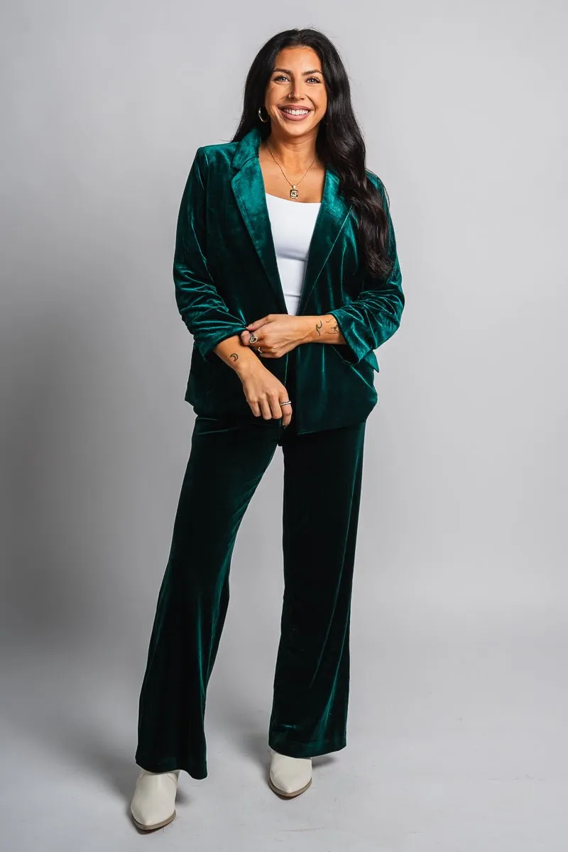 Velvet wide leg pants hunter green