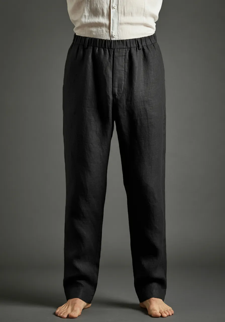 VIGO Men's Linen Pant, Full Elastic Waist