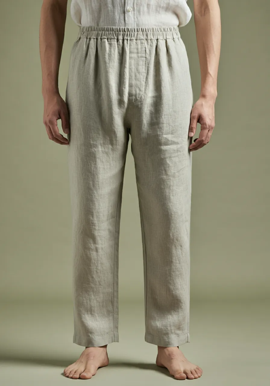 VIGO Men's Linen Pant, Full Elastic Waist