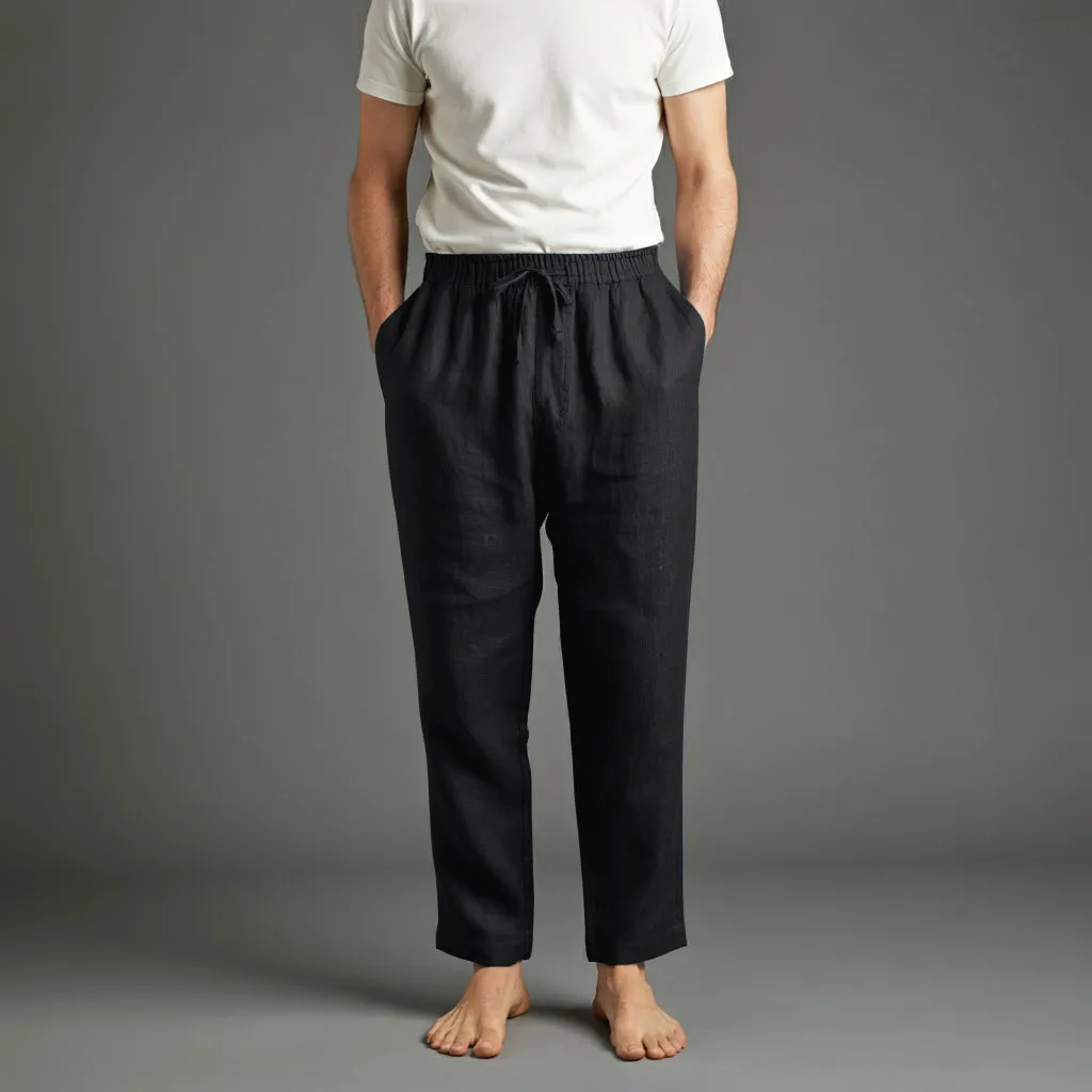 VIGO Men's Linen Pant, Full Elastic Waist