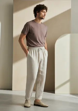 VIGO Men's Linen Pant, Full Elastic Waist