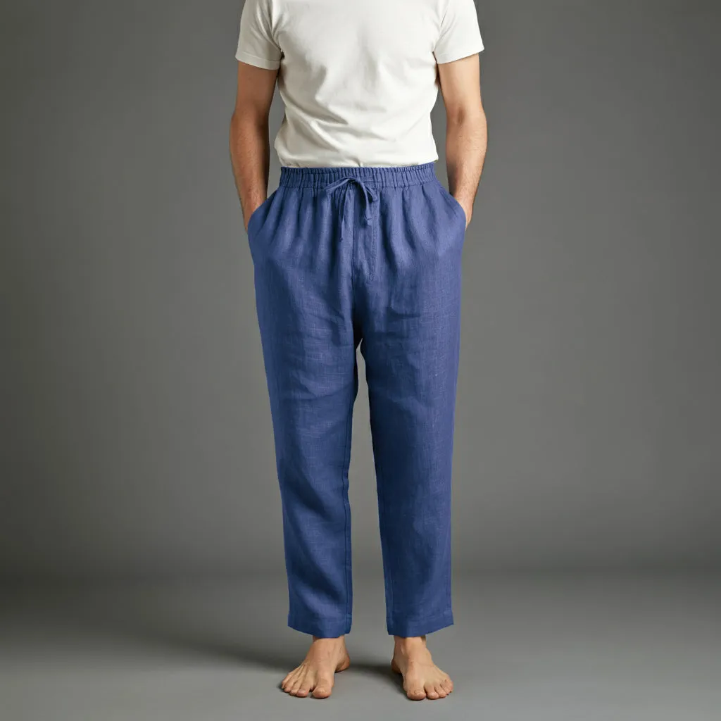 VIGO Men's Linen Pant, Full Elastic Waist