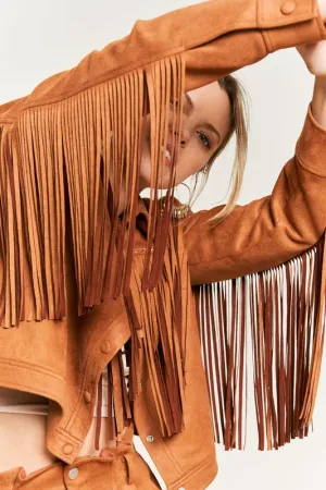 Western Chic Suede Fringe Jacket – Studded Plus Size Statement Piece